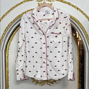 Women's Twill Pajama Top in Holiday Journey Size S Christmas Pajama Top